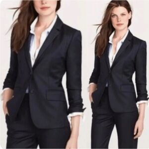 J.Crew Blazer Super 120's Wool Pin Stripe Jacket Top in Navy Size 6 ~ Excellent